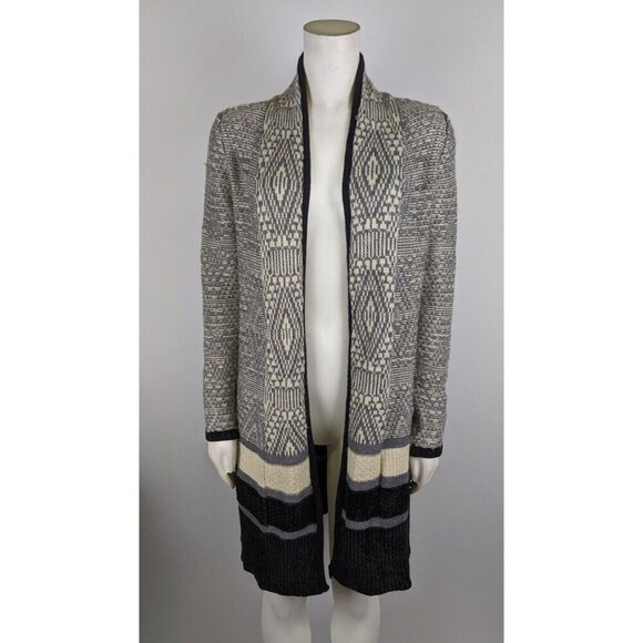 DAYTRIP - WOMEN'S GRAY RPINT LONG DUSTER CARDIGAN SWEATER- SIZE XS - Picture 1 of 6